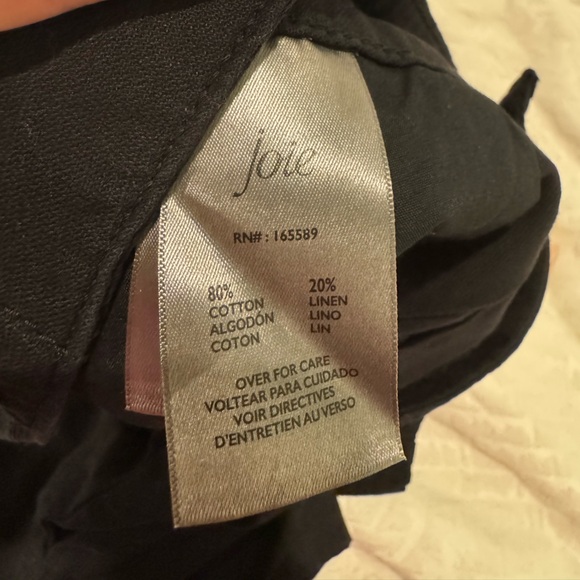 NWT Joie black Pleated Short Cotton Linen blend 4 Pockets High rise - Picture 9 of 9